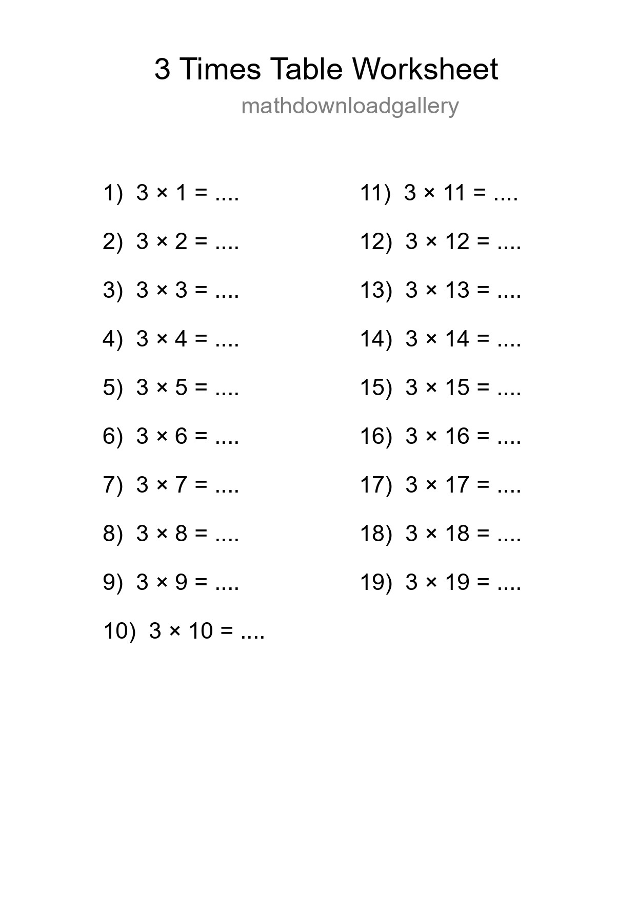 3 Times Table Worksheet For Grade 2 - Part 42