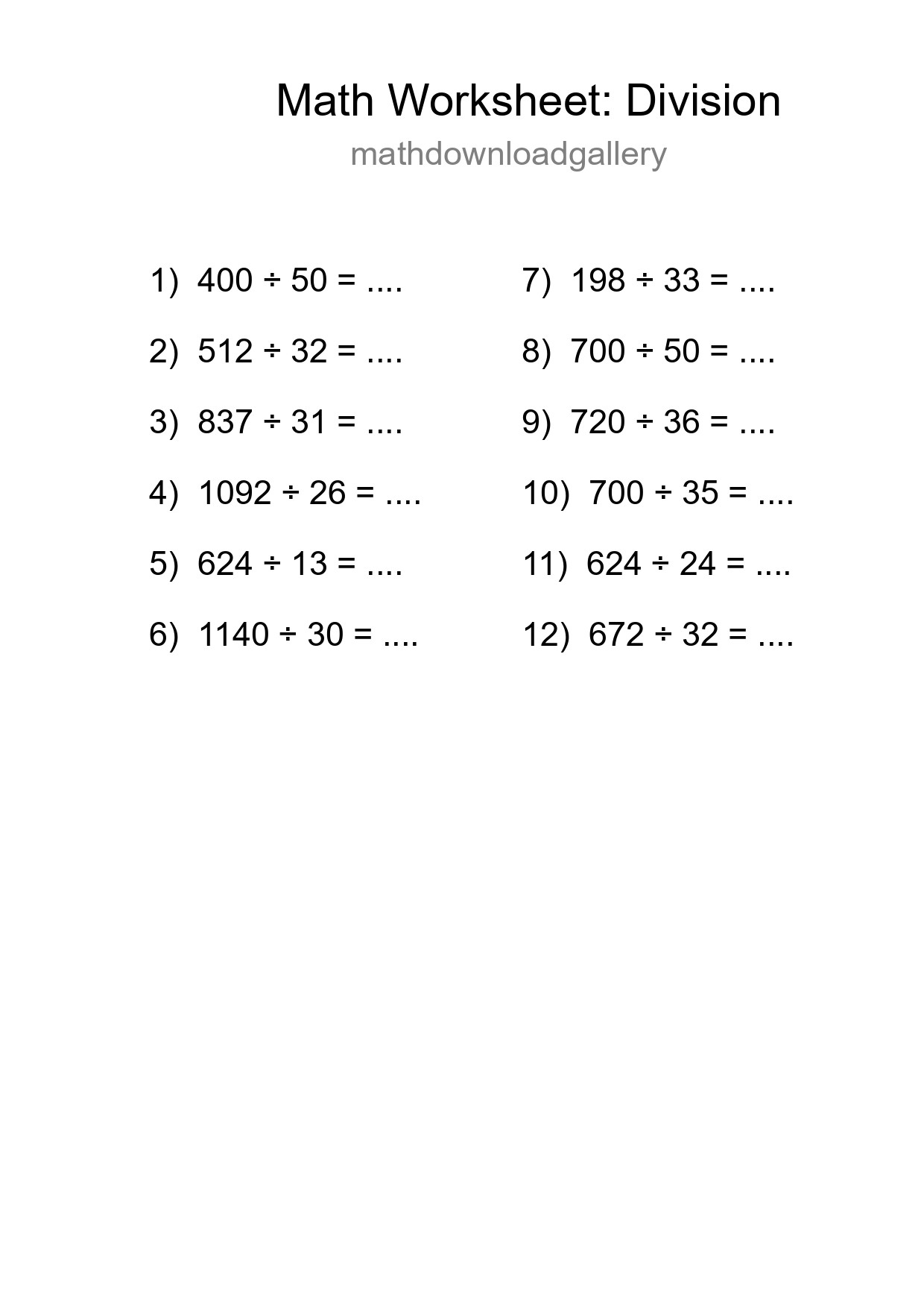 Free 12 Division Math Worksheet For Grade 2 With Answers - Part 59