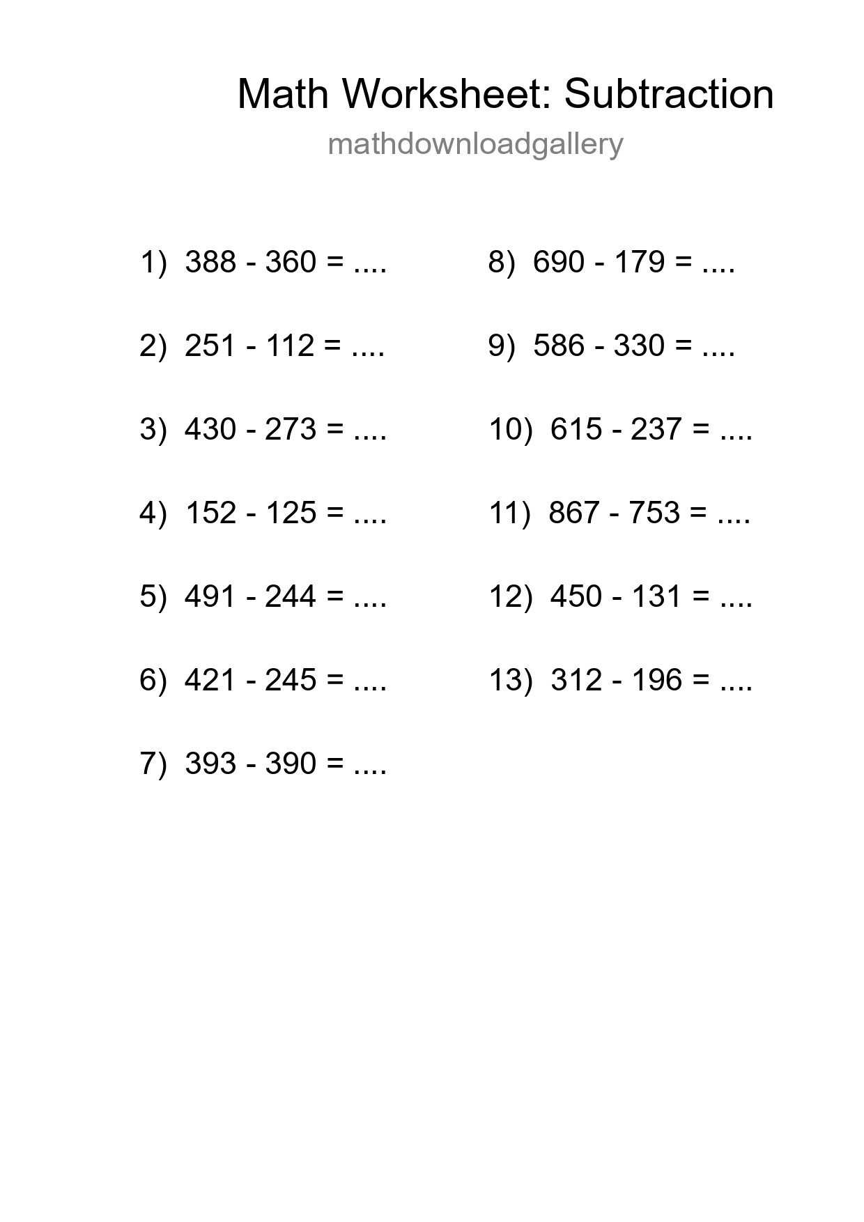 Free 13 Subtraction Math Worksheet For Grade 5 With Answers - Part 30
