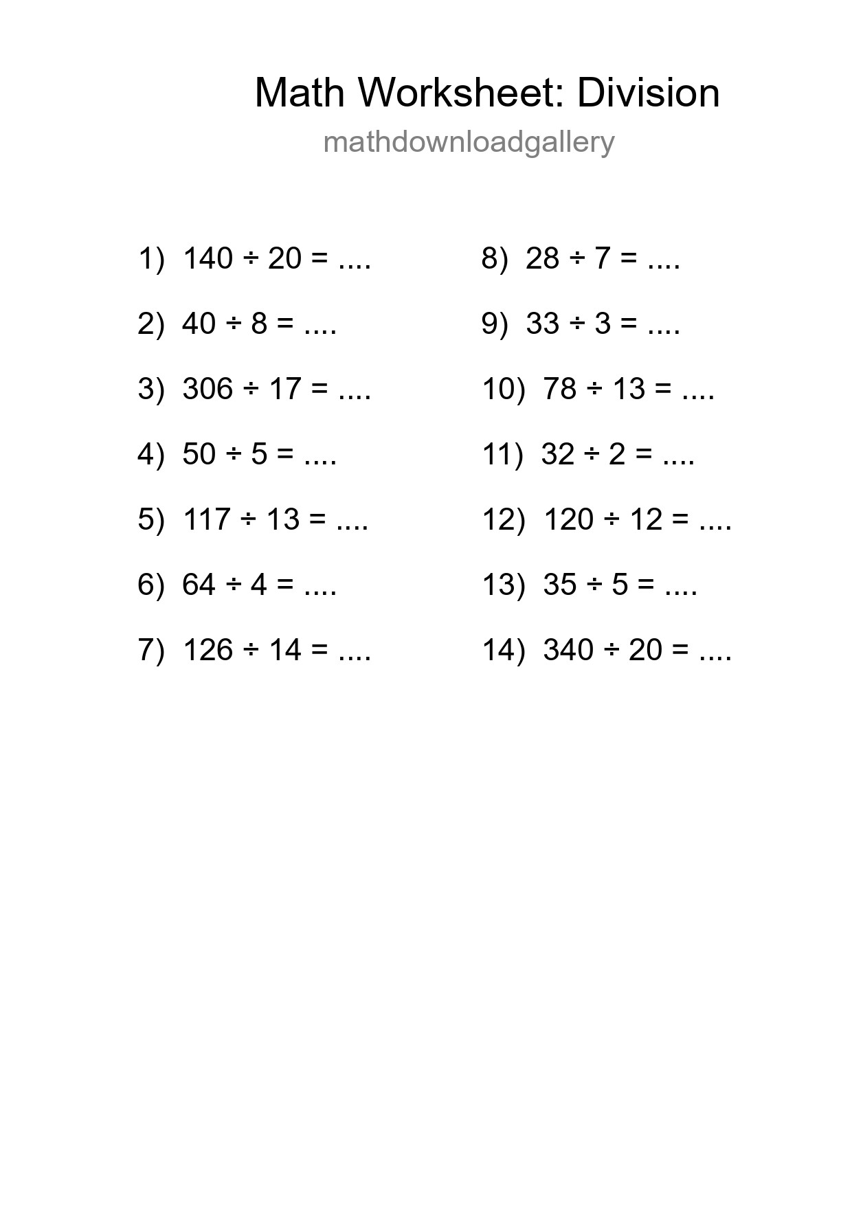 Free 14 Division Math Worksheet For Grade 2 - Part 136