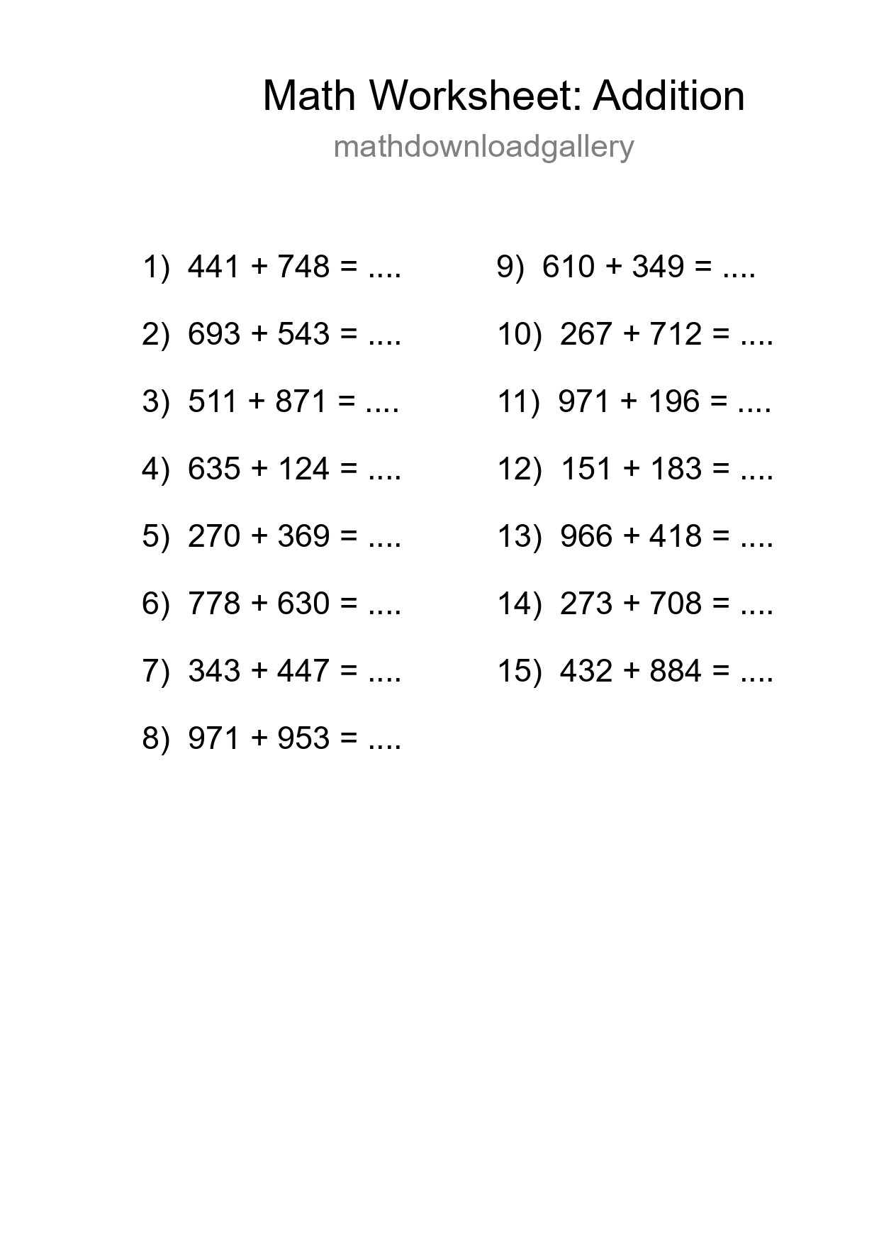 Free 15 Addition Math Worksheet For Grade 5 With Answers - Part 78