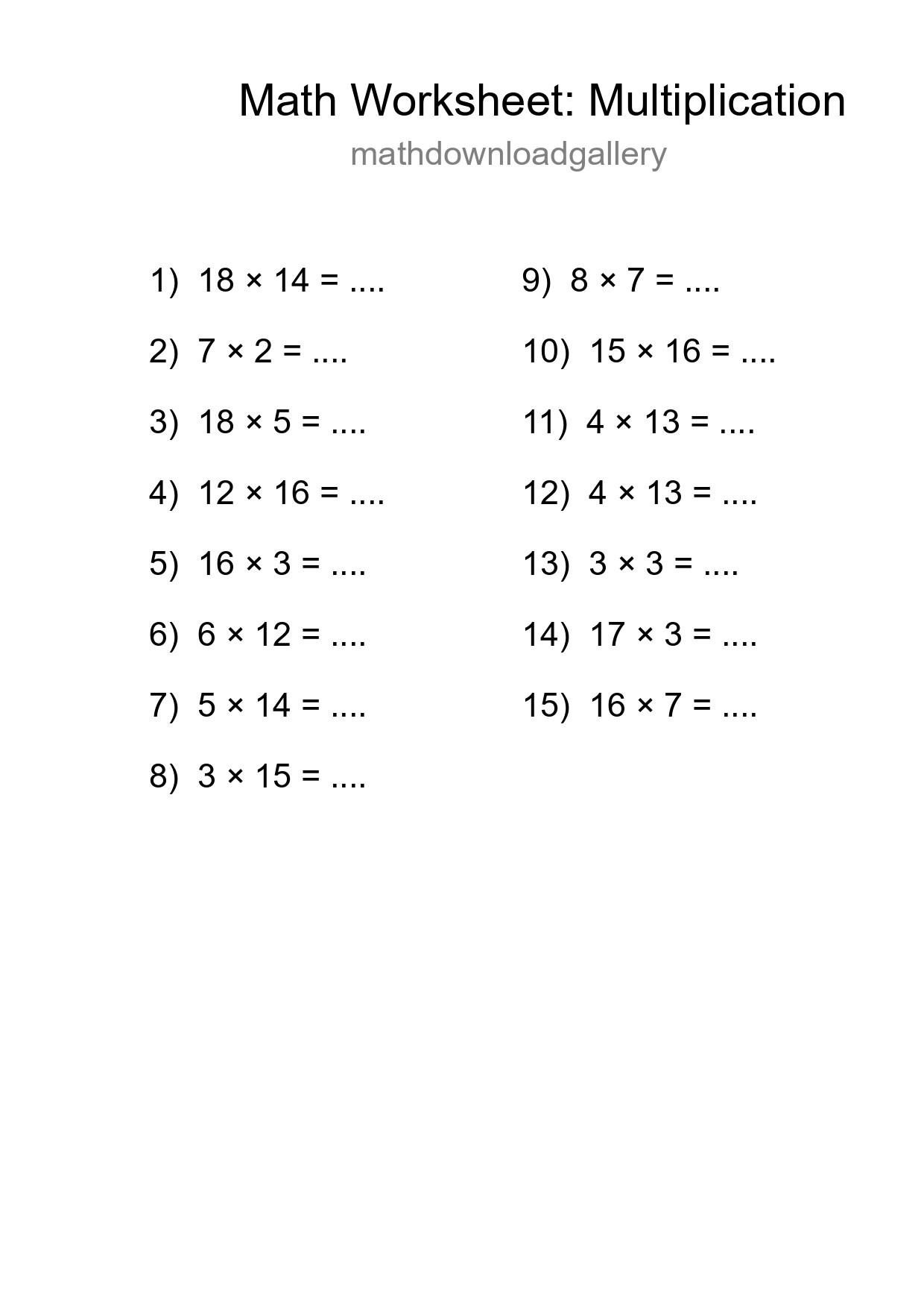 Free 15 Multiplication Math Worksheet For Grade 2 - Part 139