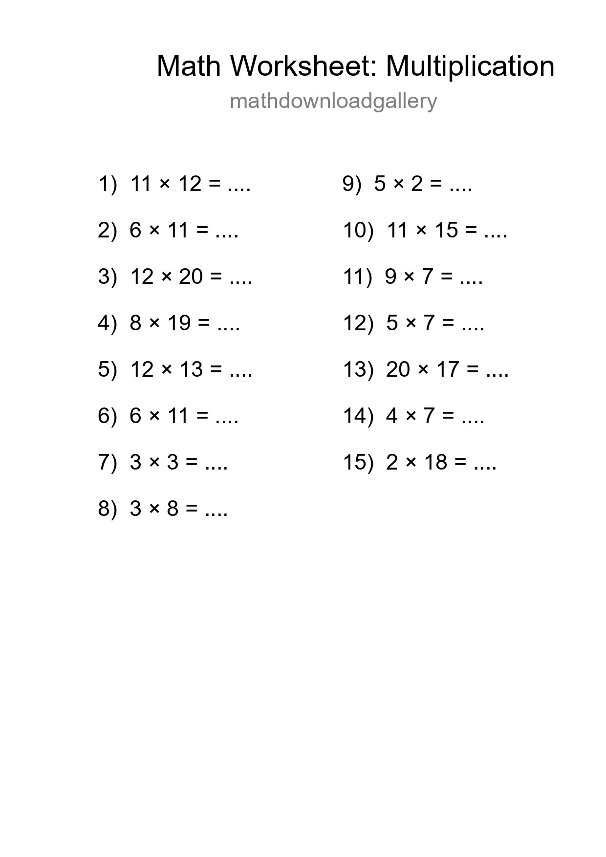Free 15 Multiplication Math Worksheet For Grade 2 - Part 194
