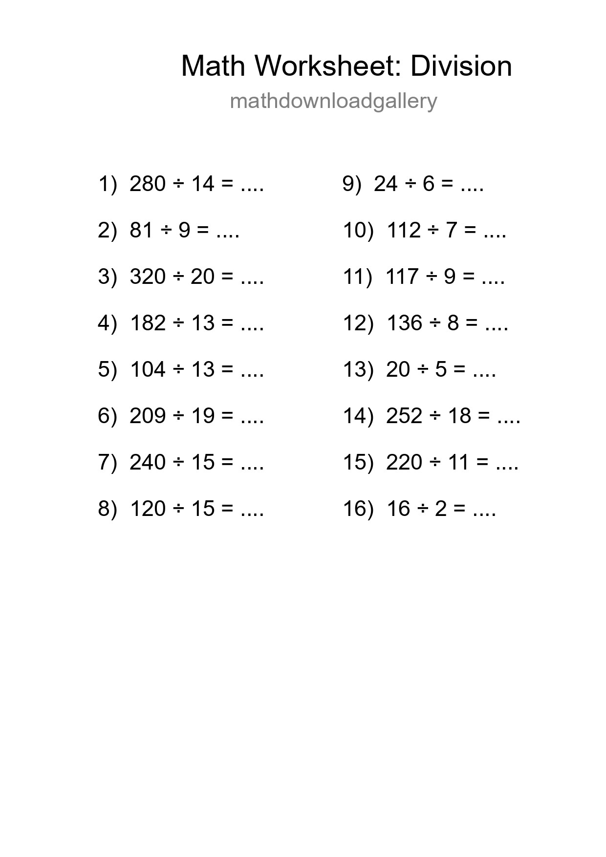 Free 16 Division Math Worksheet For Grade 2 - Part 48