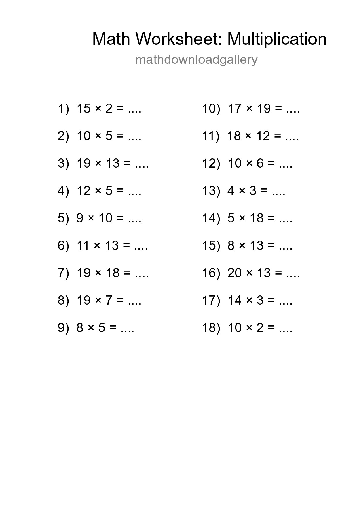 Free 18 Multiplication Math Worksheet For Grade 2 - Part 282