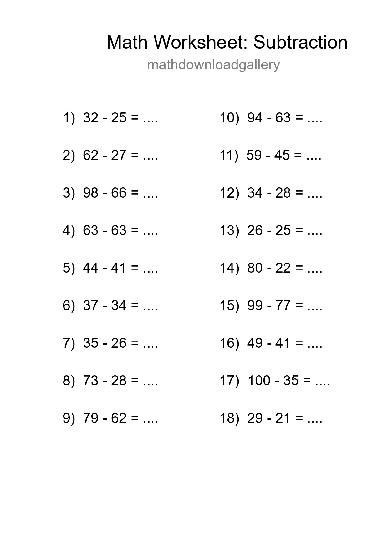 Free 18 Subtraction Math Worksheet For Grade 3 With Answers - Part 173