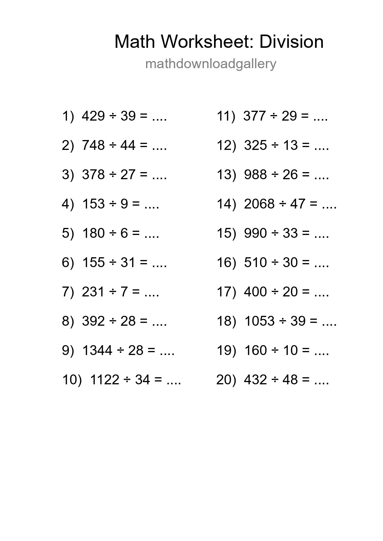 Free 20 Division Math Worksheet For Grade 2 With Answers - Part 15