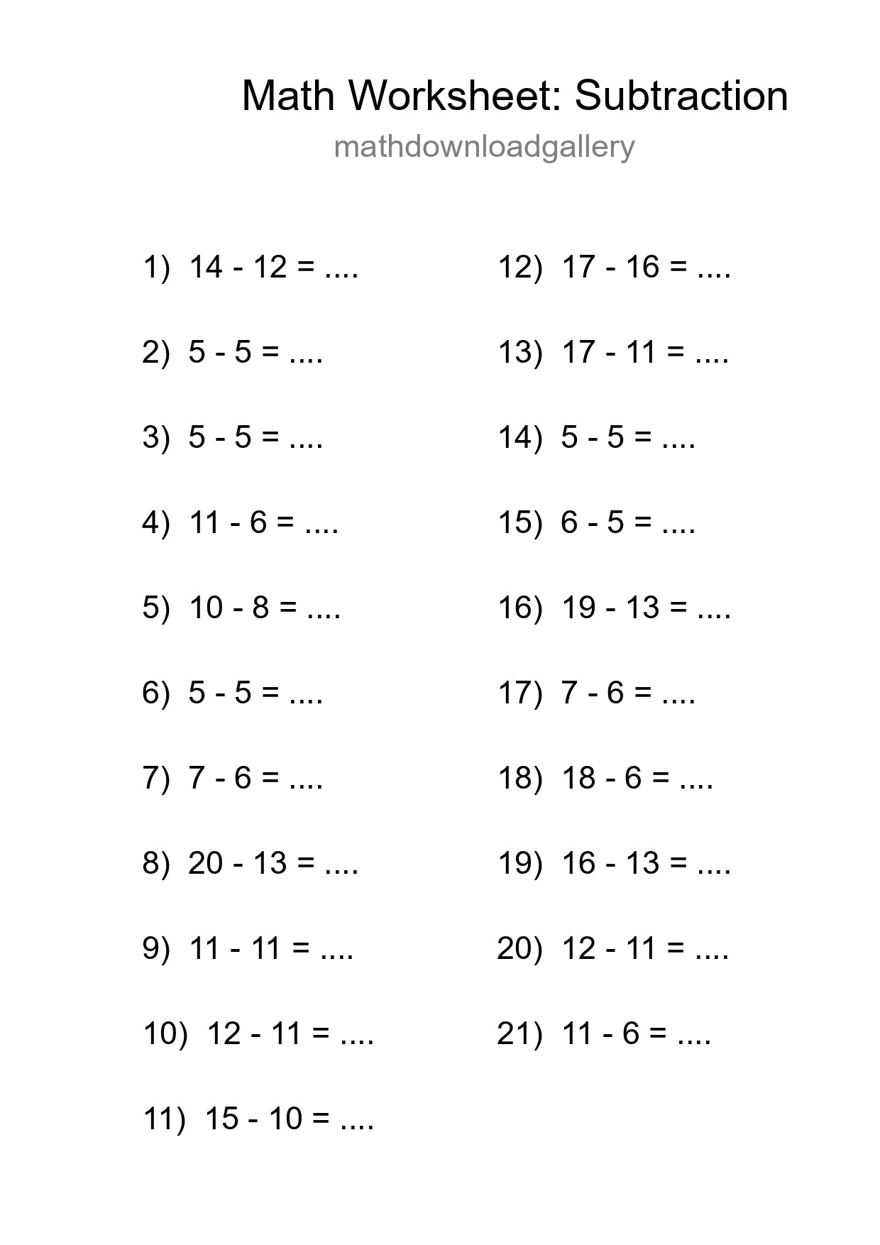 Free 21 Subtraction Math Worksheet For Grade 2 - Part 140