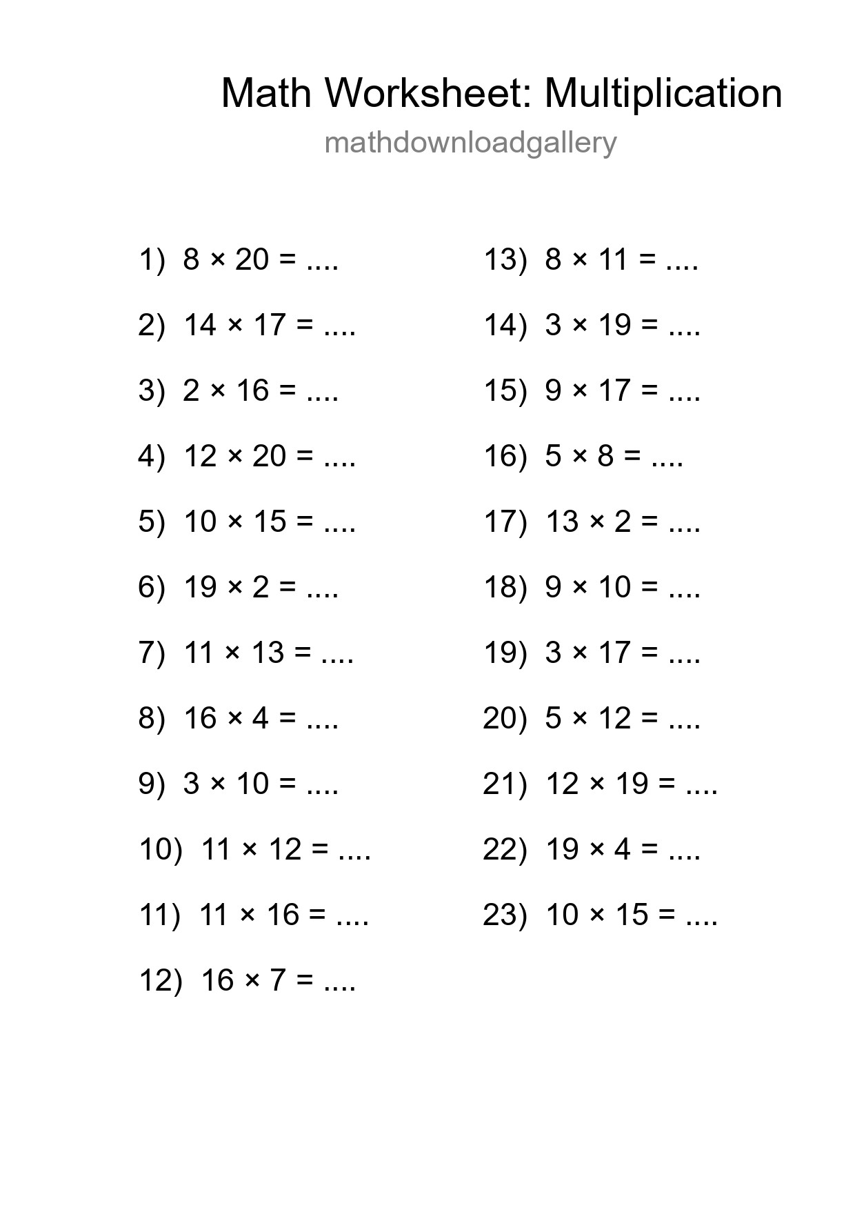 Free 23 Multiplication Math Worksheet For Grade 2 - Part 260