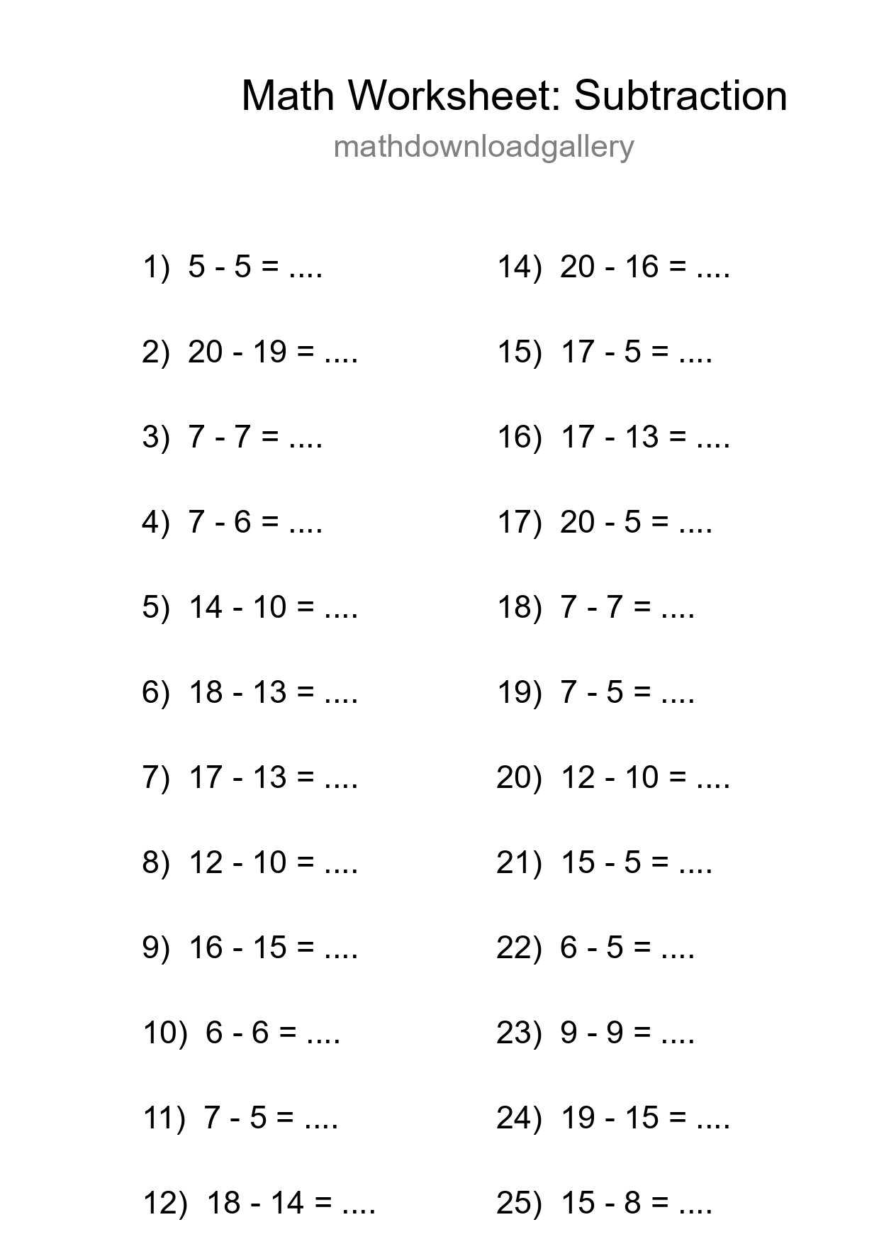 Free 25 Subtraction Math Worksheet For Grade 2 - Part 118