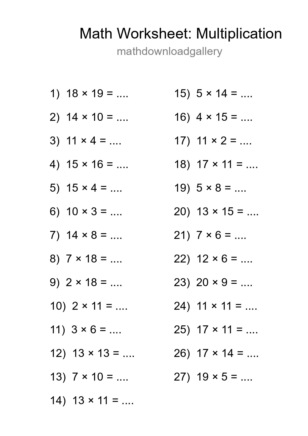 Free 27 Multiplication Math Worksheet For Grade 2 - Part 161