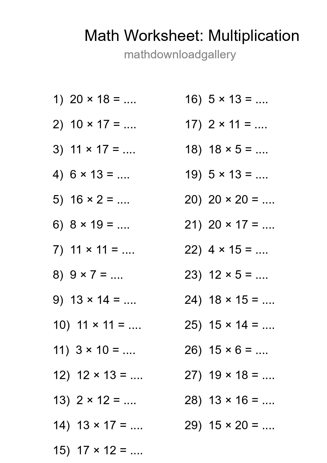 Free 29 Multiplication Math Worksheet For Grade 2 With Answers - Part 249