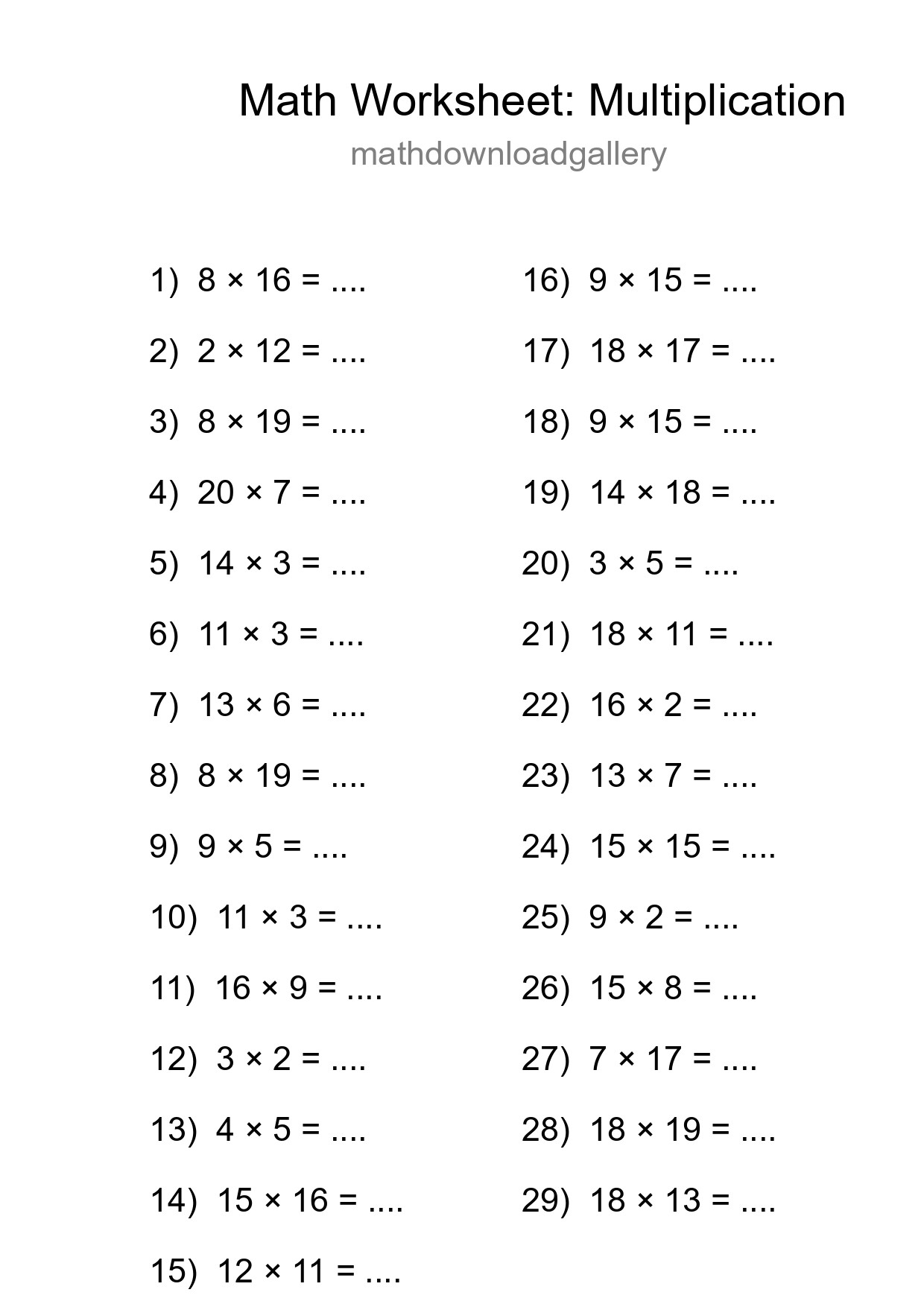 Free 29 Multiplication Math Worksheet For Grade 2 With Answers - Part 95