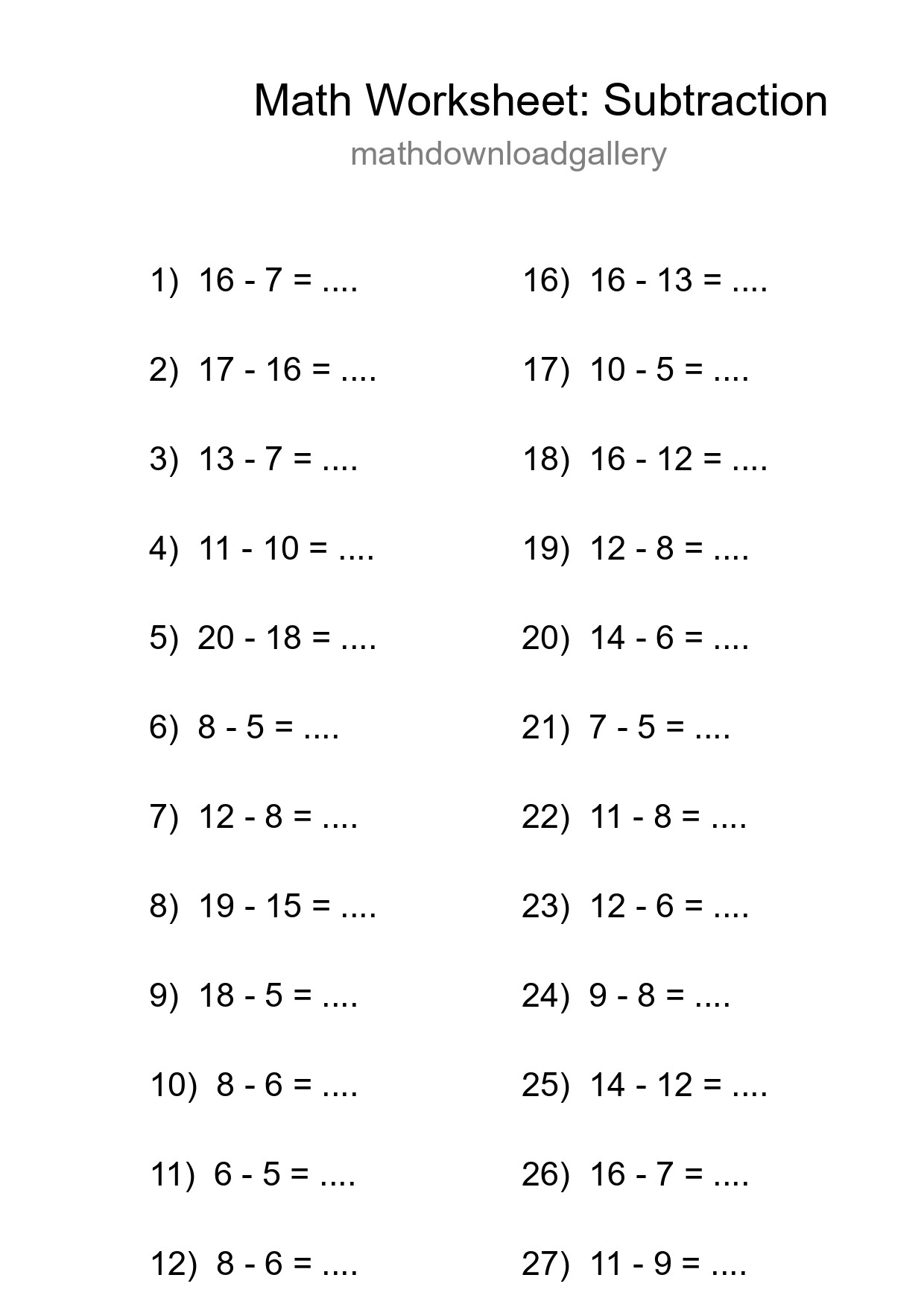 Free 30 Subtraction Math Worksheet For Grade 2 - Part 19