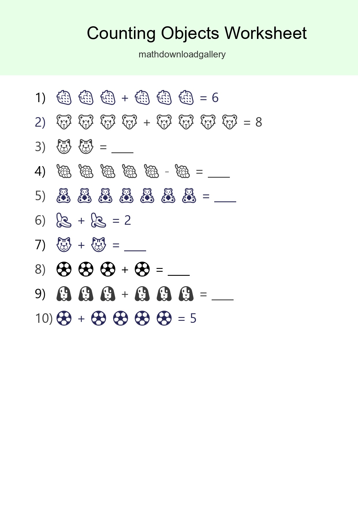 Free Counting Objects Worksheet For Kindergarten Printable - Part 25