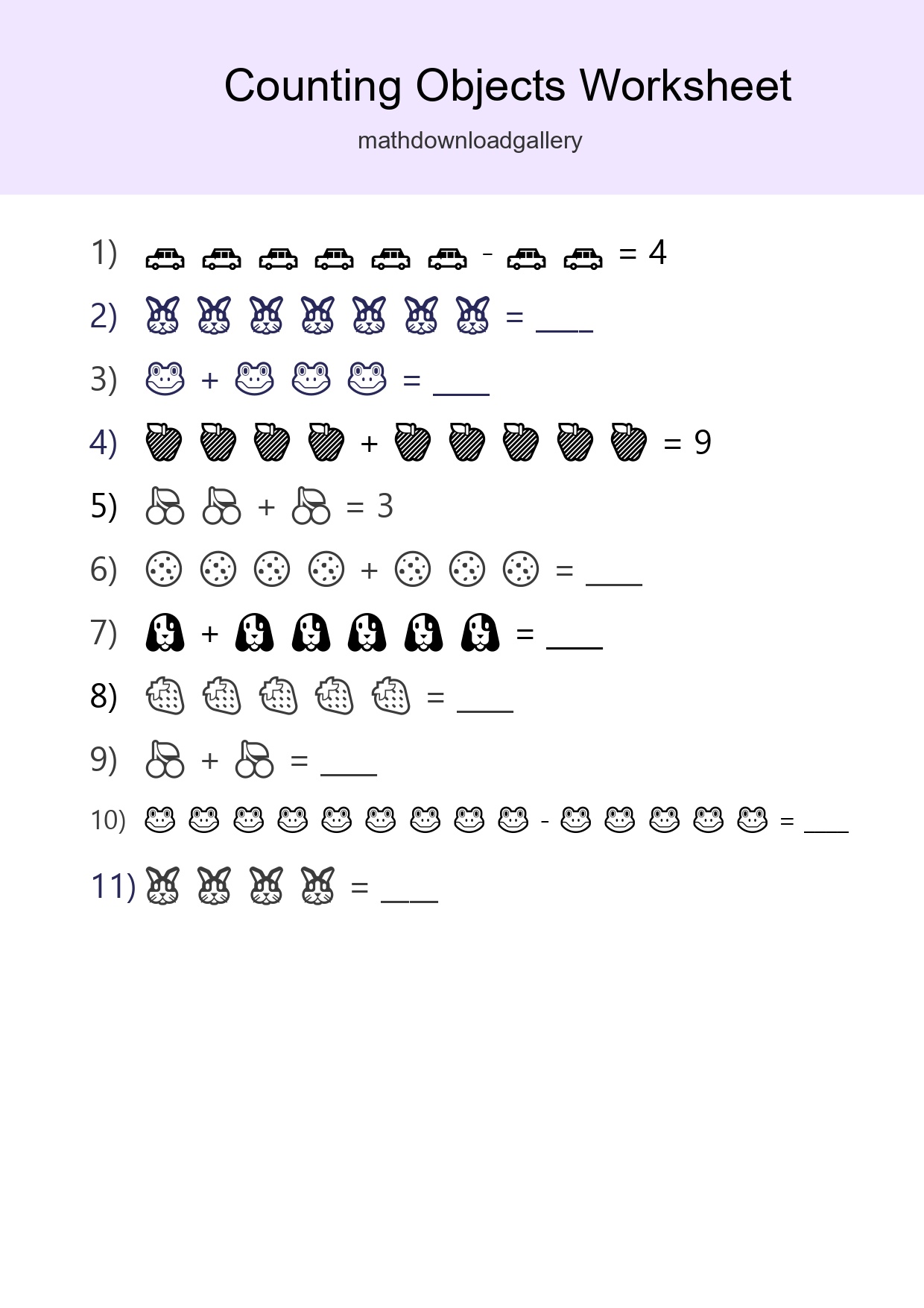 Free Counting Objects Worksheet For Kindergarten Printable - Part 267