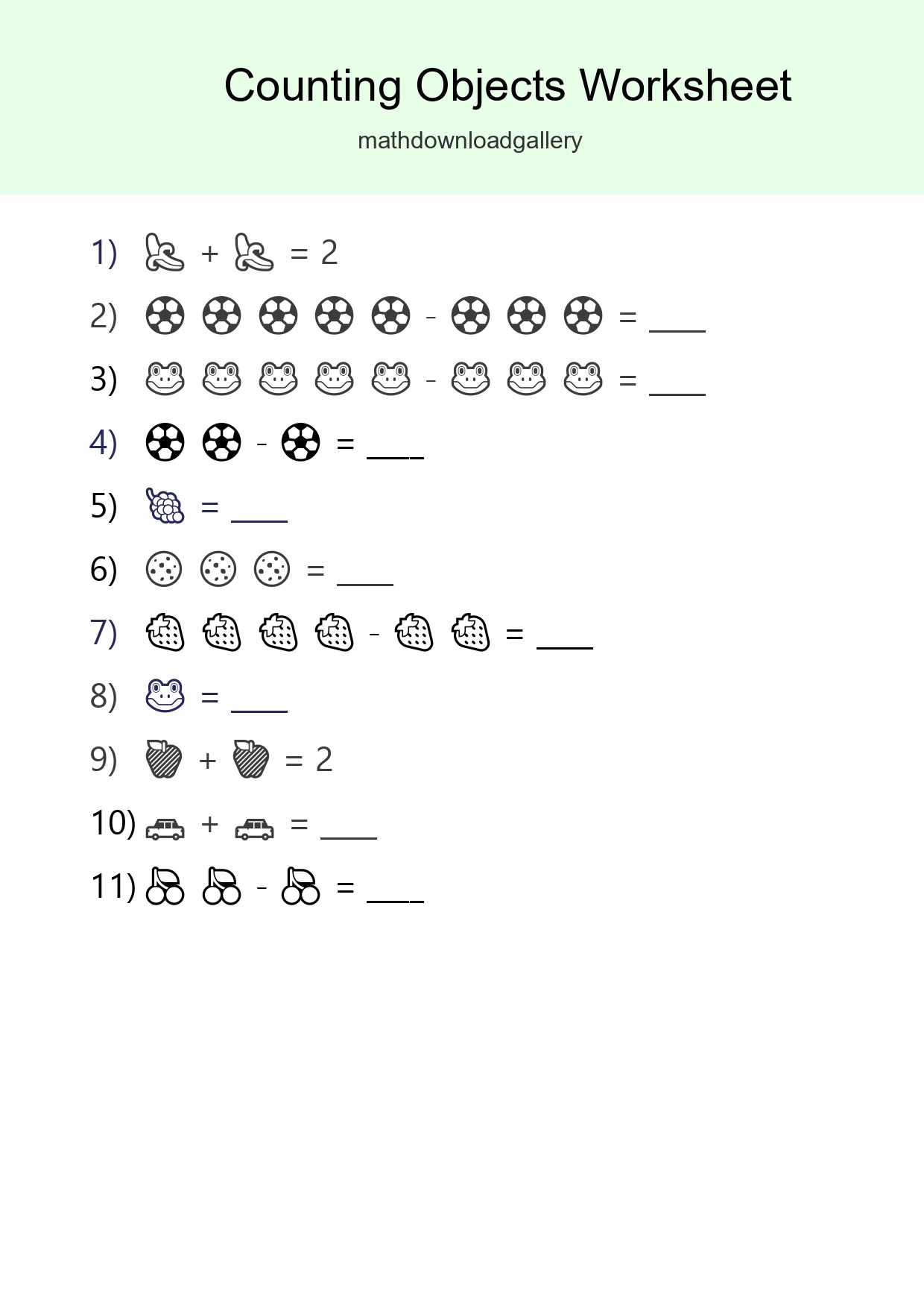 Free Counting Objects Worksheet For Pre-K - Part 113