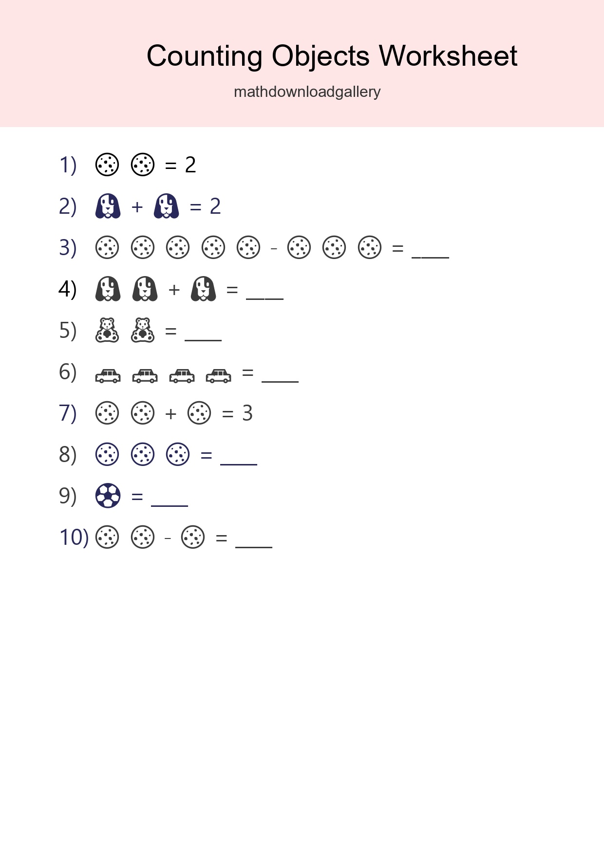 Free Counting Objects Worksheet For Pre-K - Part 124
