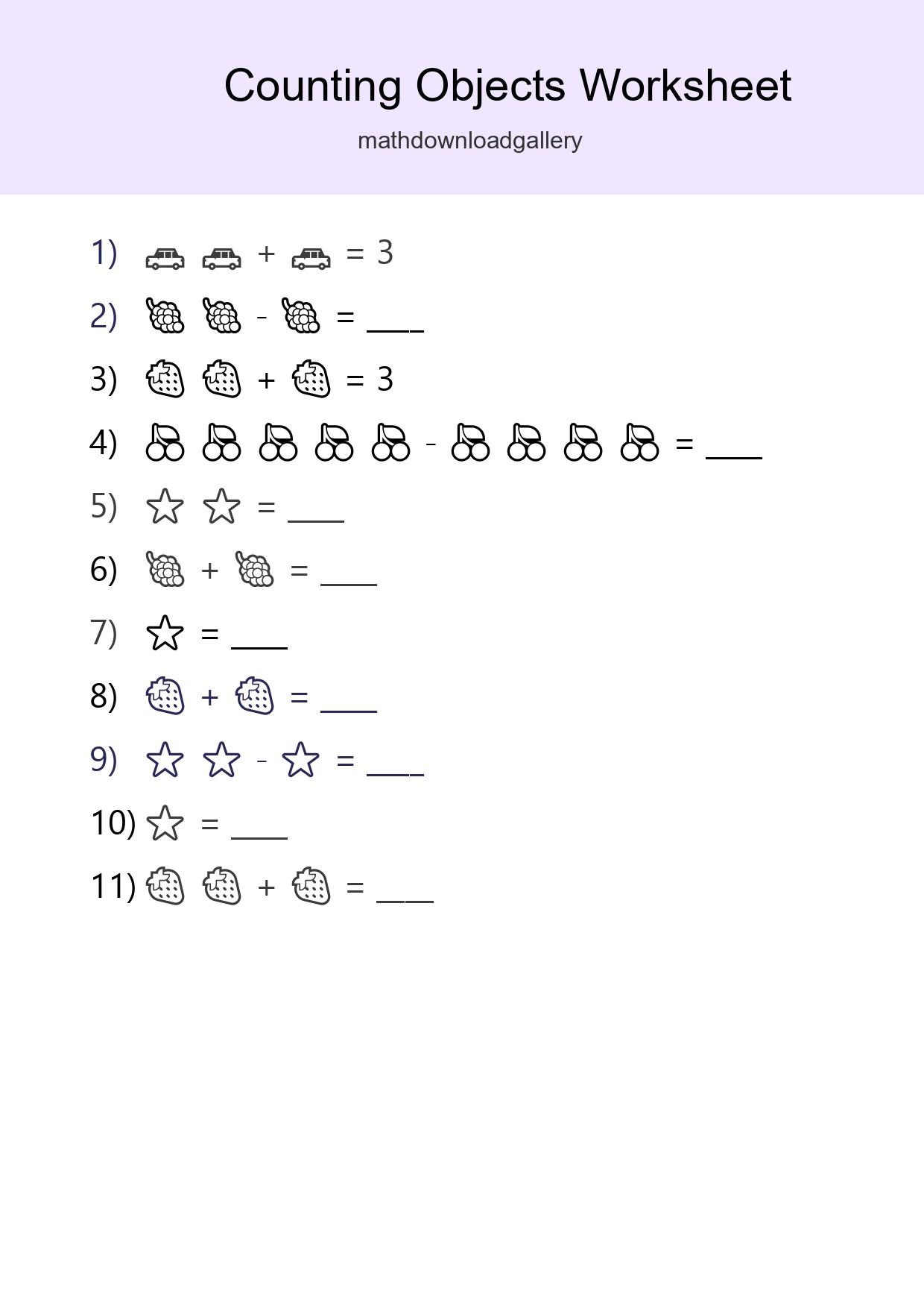 Free Counting Objects Worksheet For Pre-K - Part 245