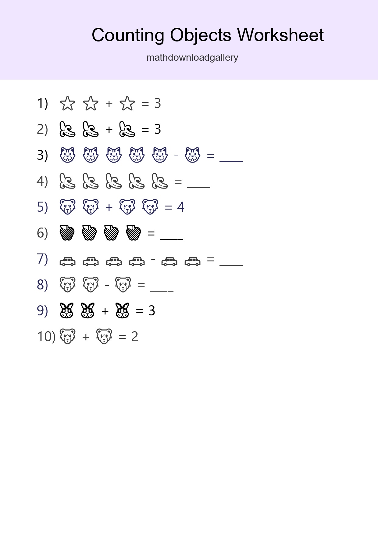 Free Counting Objects Worksheet For Pre-K Printable - Part 256
