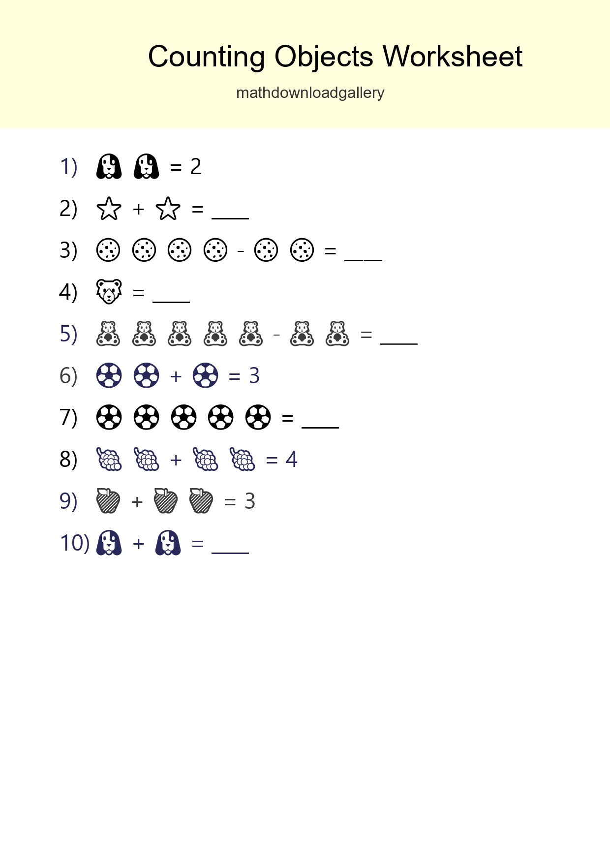 Free Counting Objects Worksheet For Pre-K Printable - Part 58