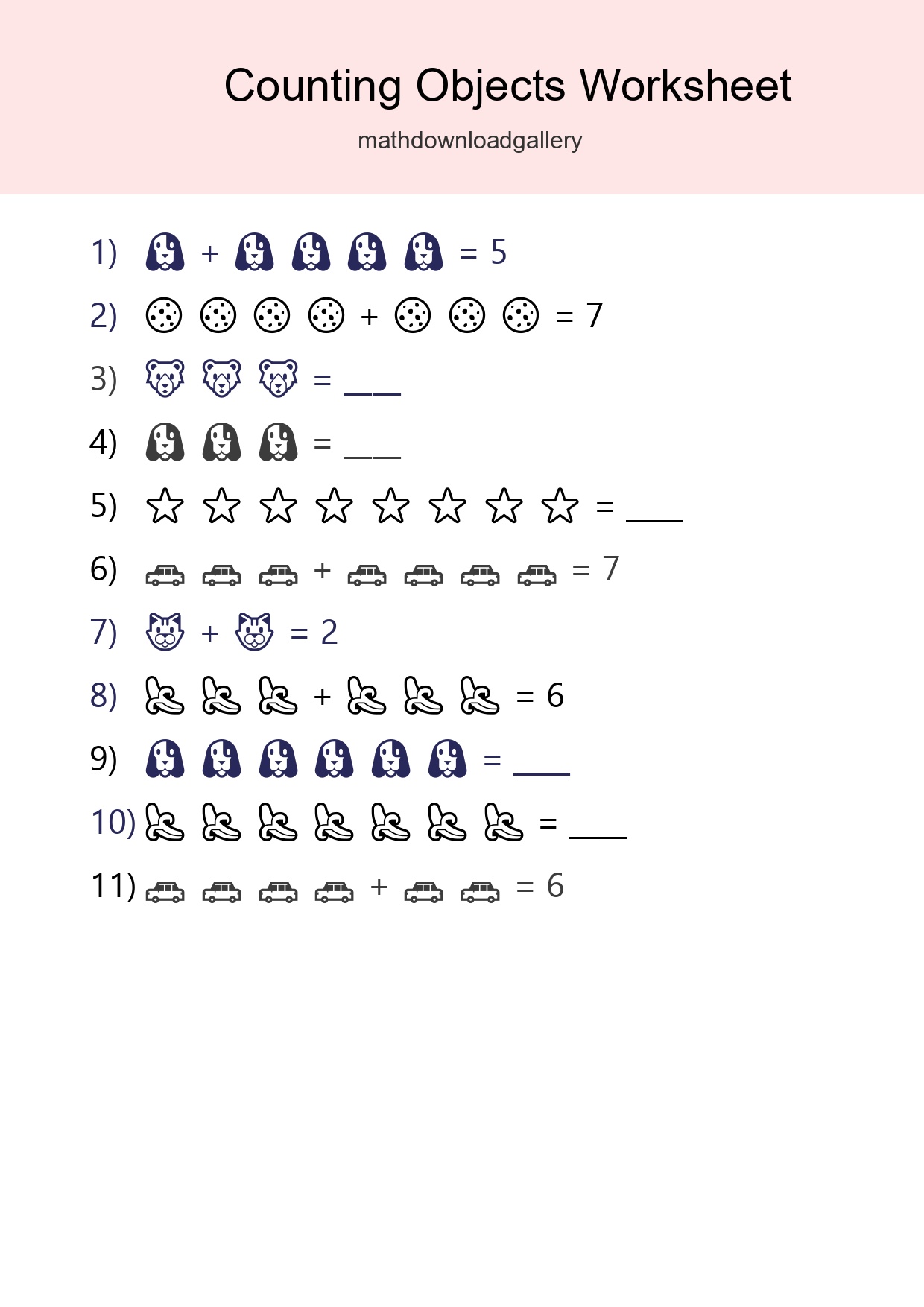 Kindergarten Count The Objects Worksheet - Part 201