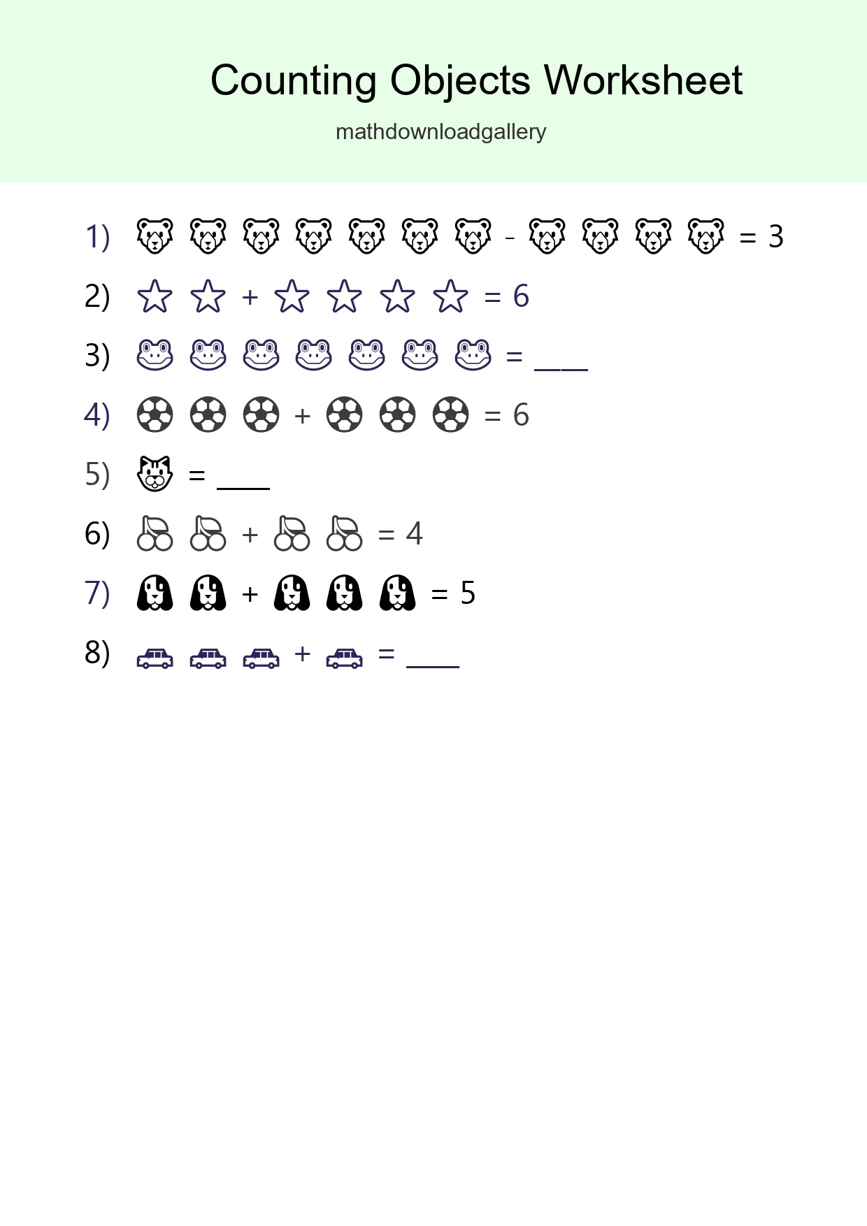 Kindergarten Count The Objects Worksheet - Part 289