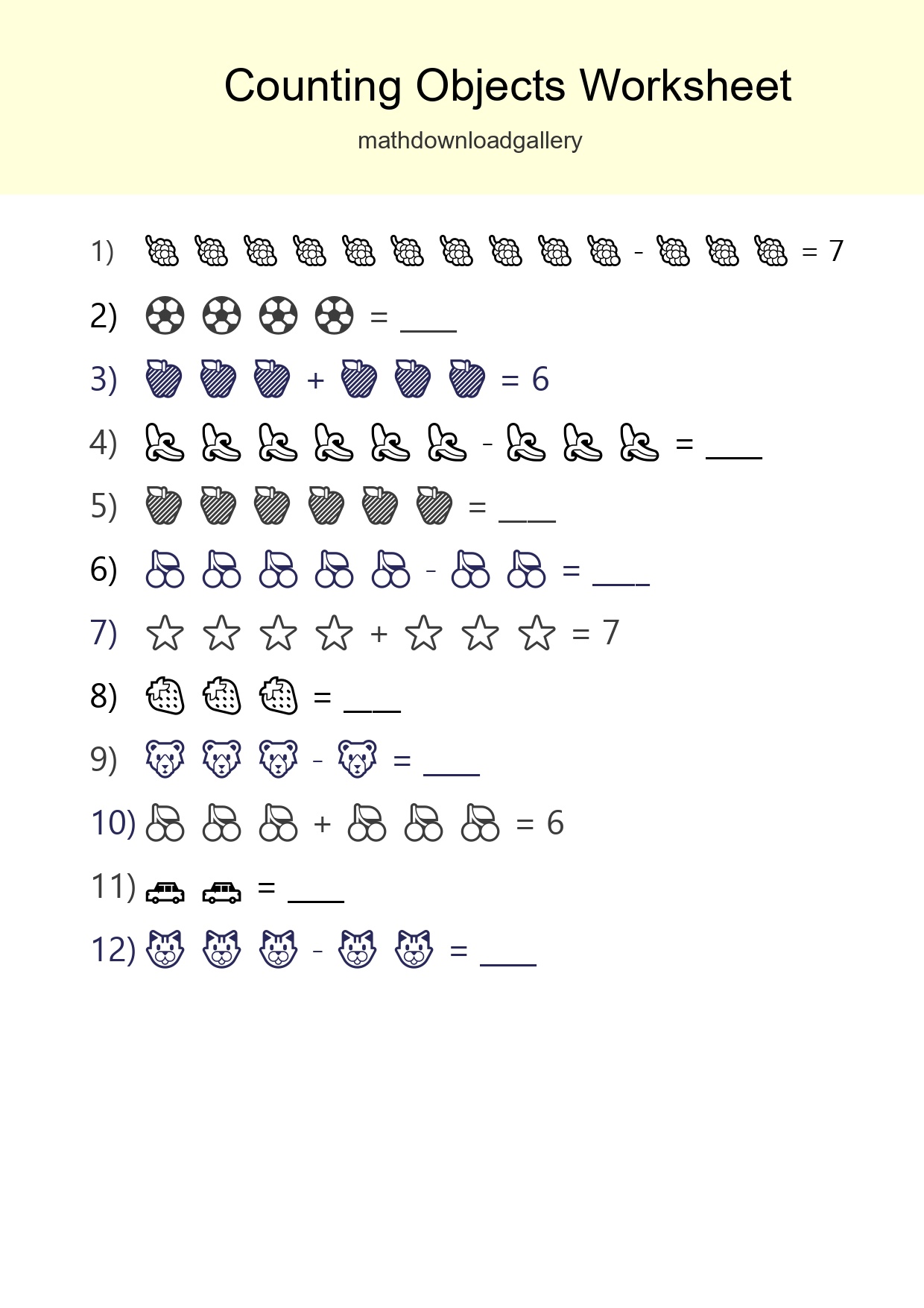 Learn Counting With Pictures Worksheet (Kindergarten) - Part 102
