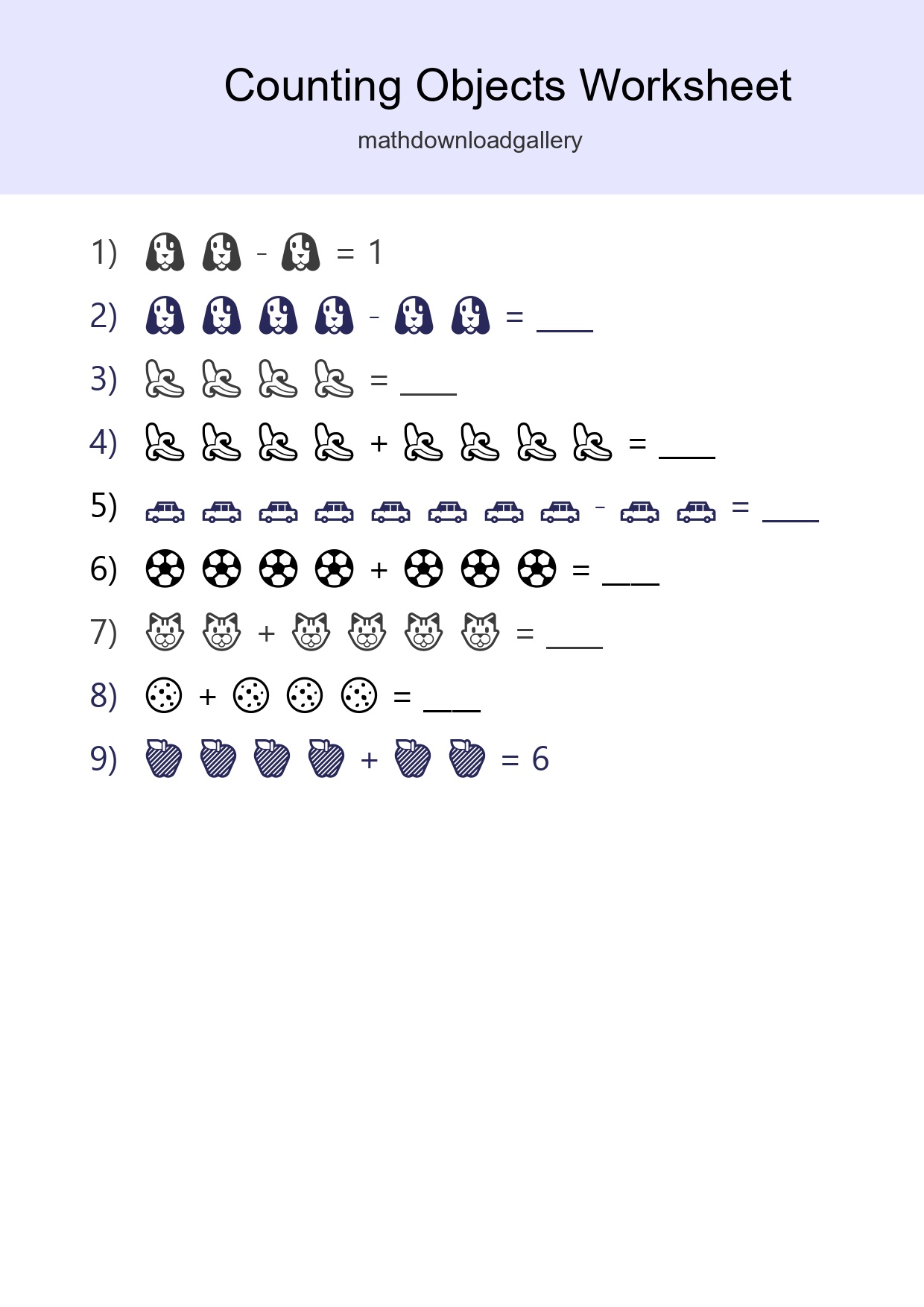 Learn Counting With Pictures Worksheet (Kindergarten) - Part 190