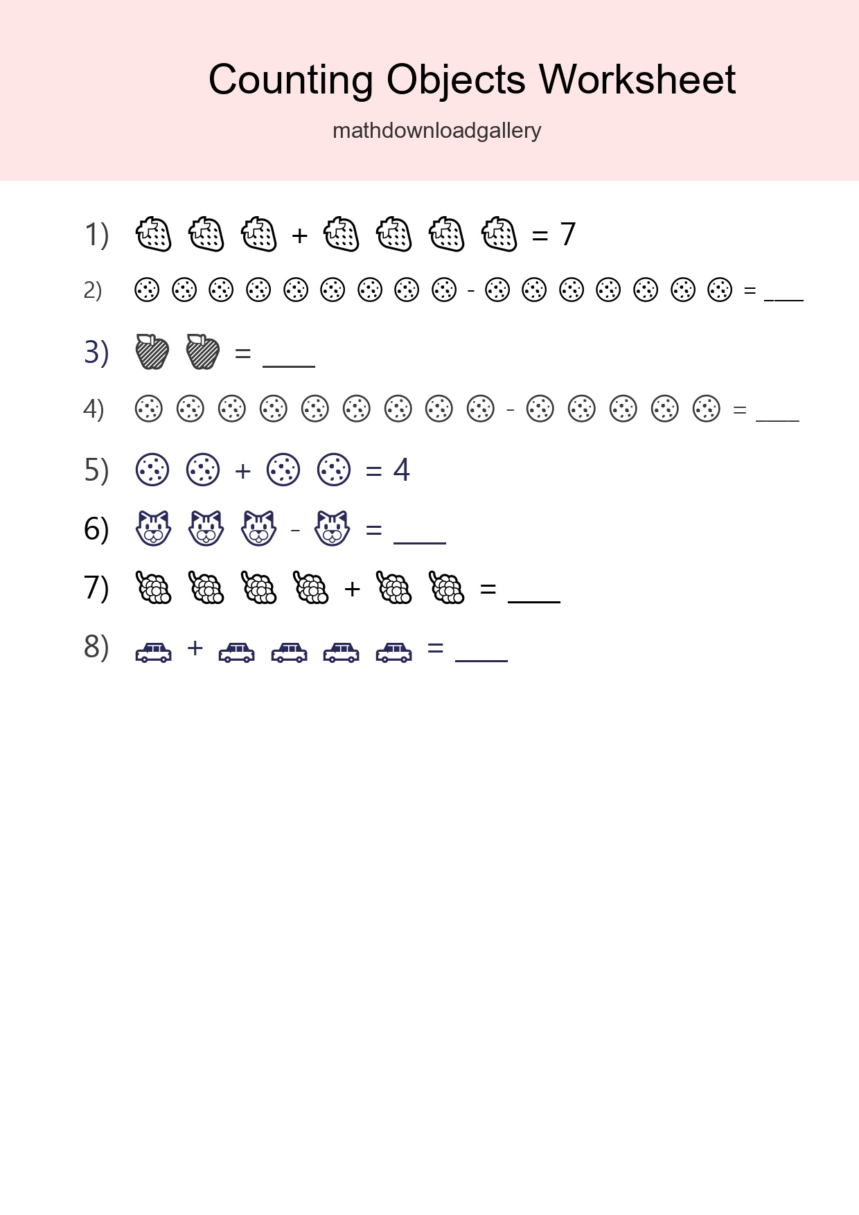 Learn Counting With Pictures Worksheet (Kindergarten) - Part 212
