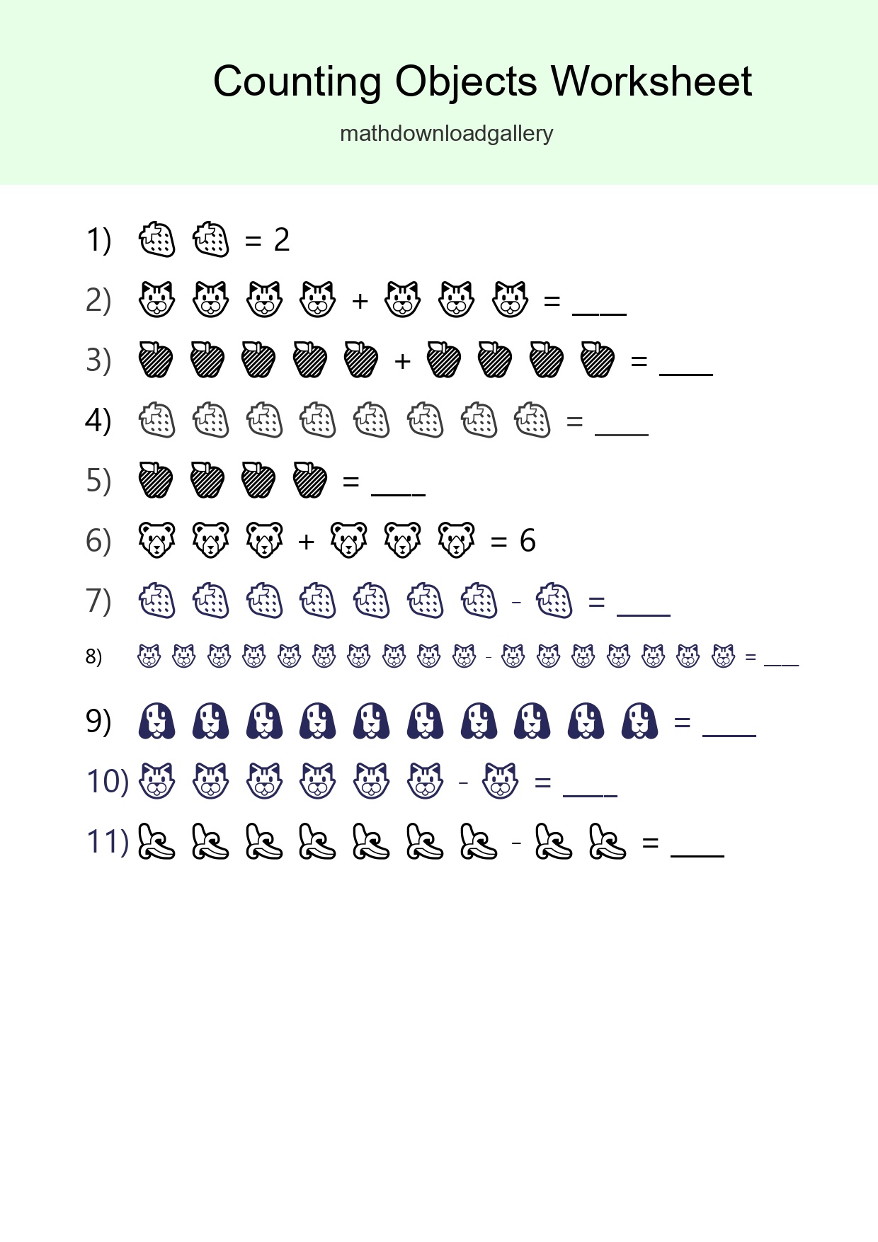 Learn Counting With Pictures Worksheet (Kindergarten) - Part 223