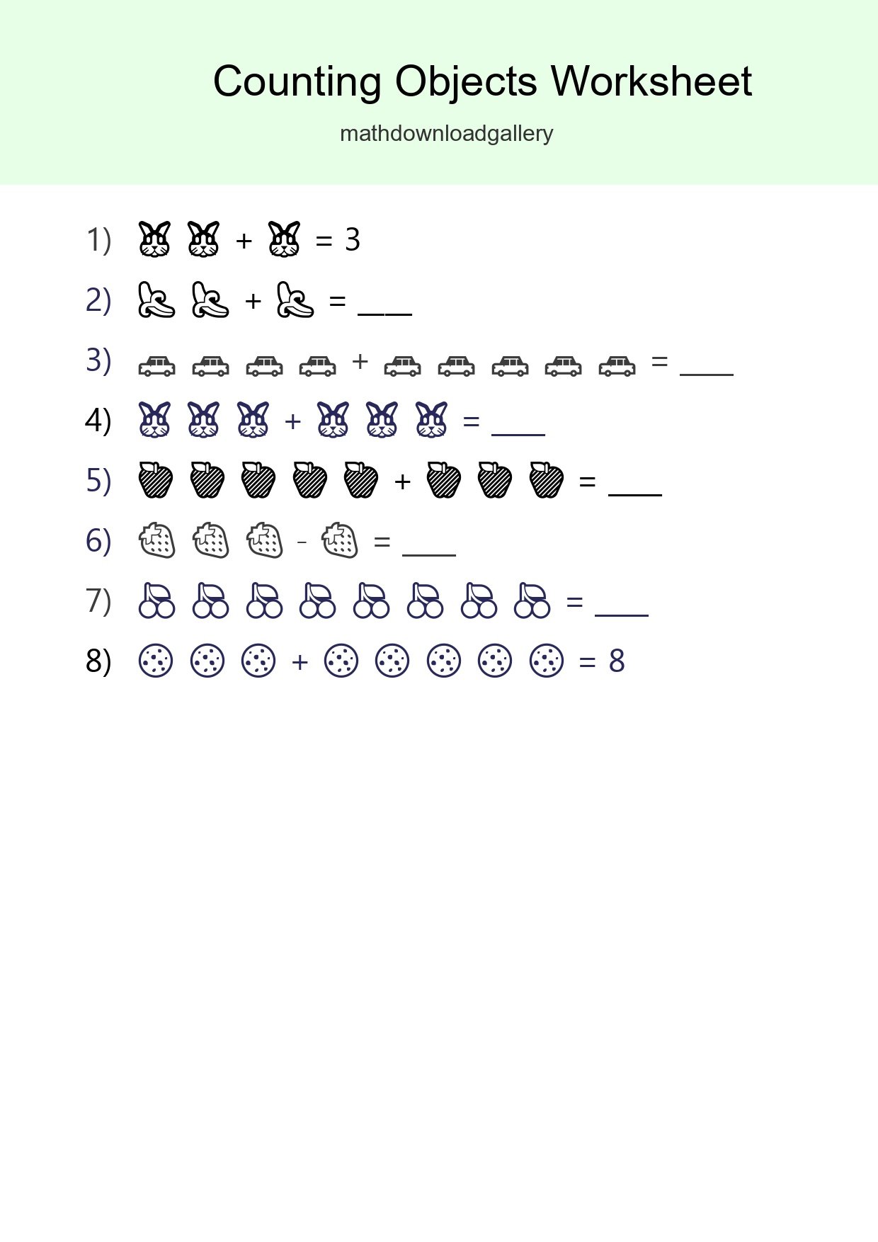Learn Counting With Pictures Worksheet (Kindergarten) - Part 36