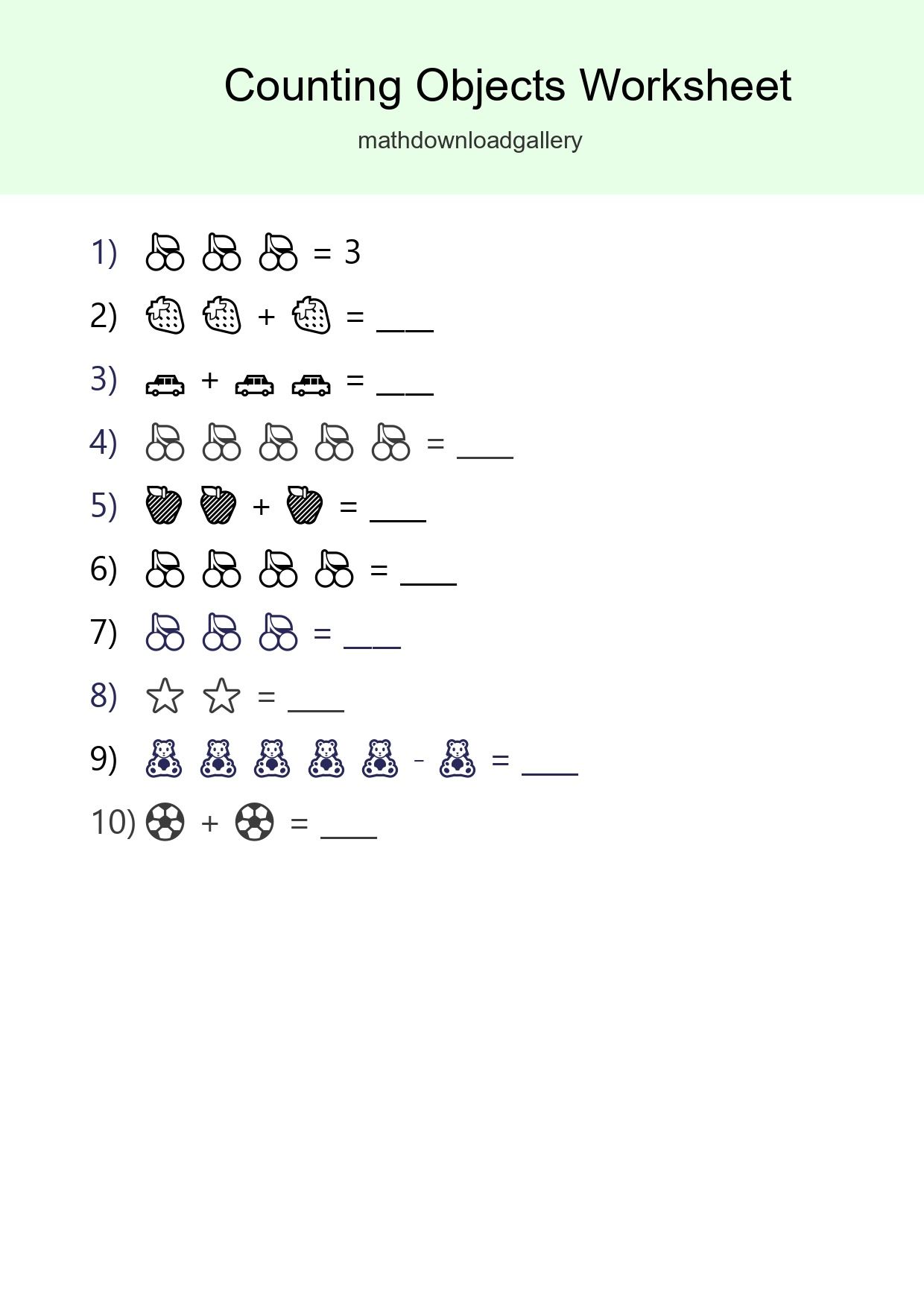 Learn Counting With Pictures Worksheet (Pre-K) - Part 3