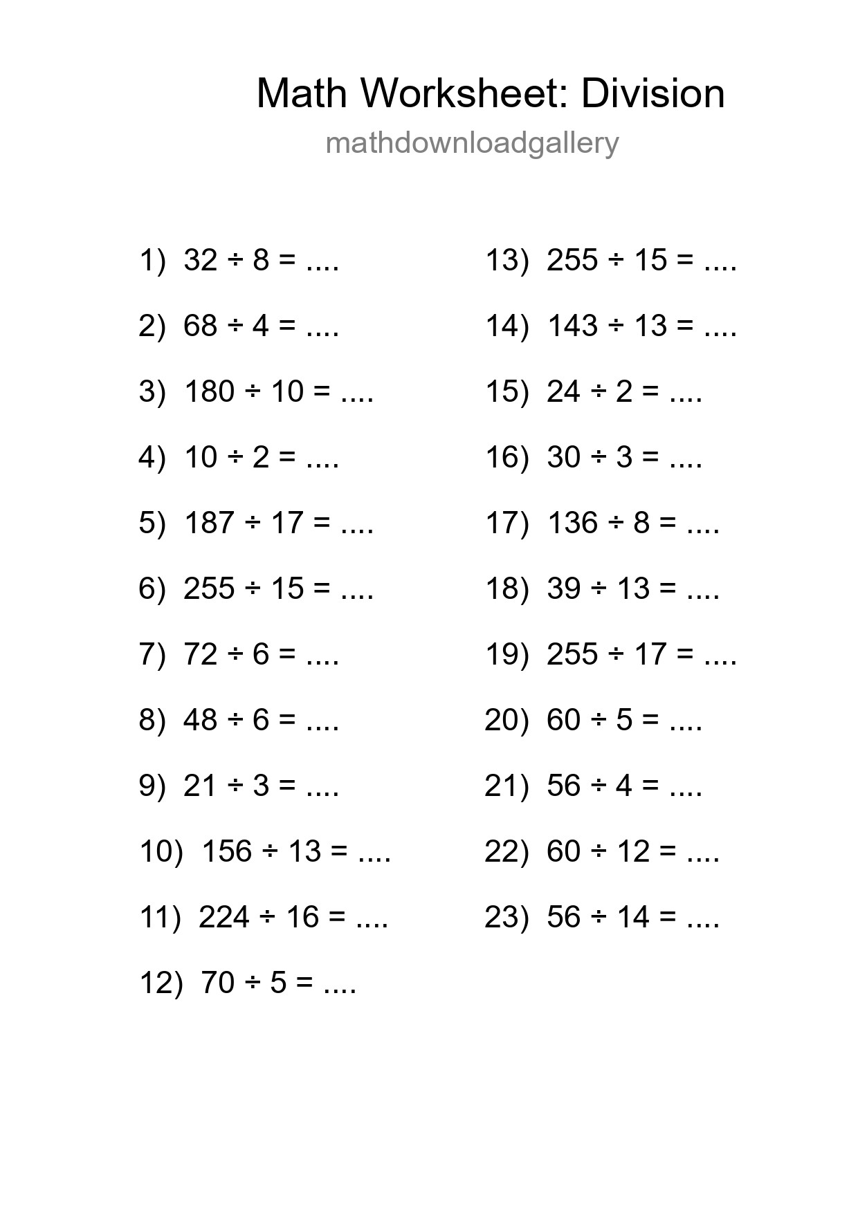 Printable Free 23 Division Math Worksheet For Grade 2 - Part 26