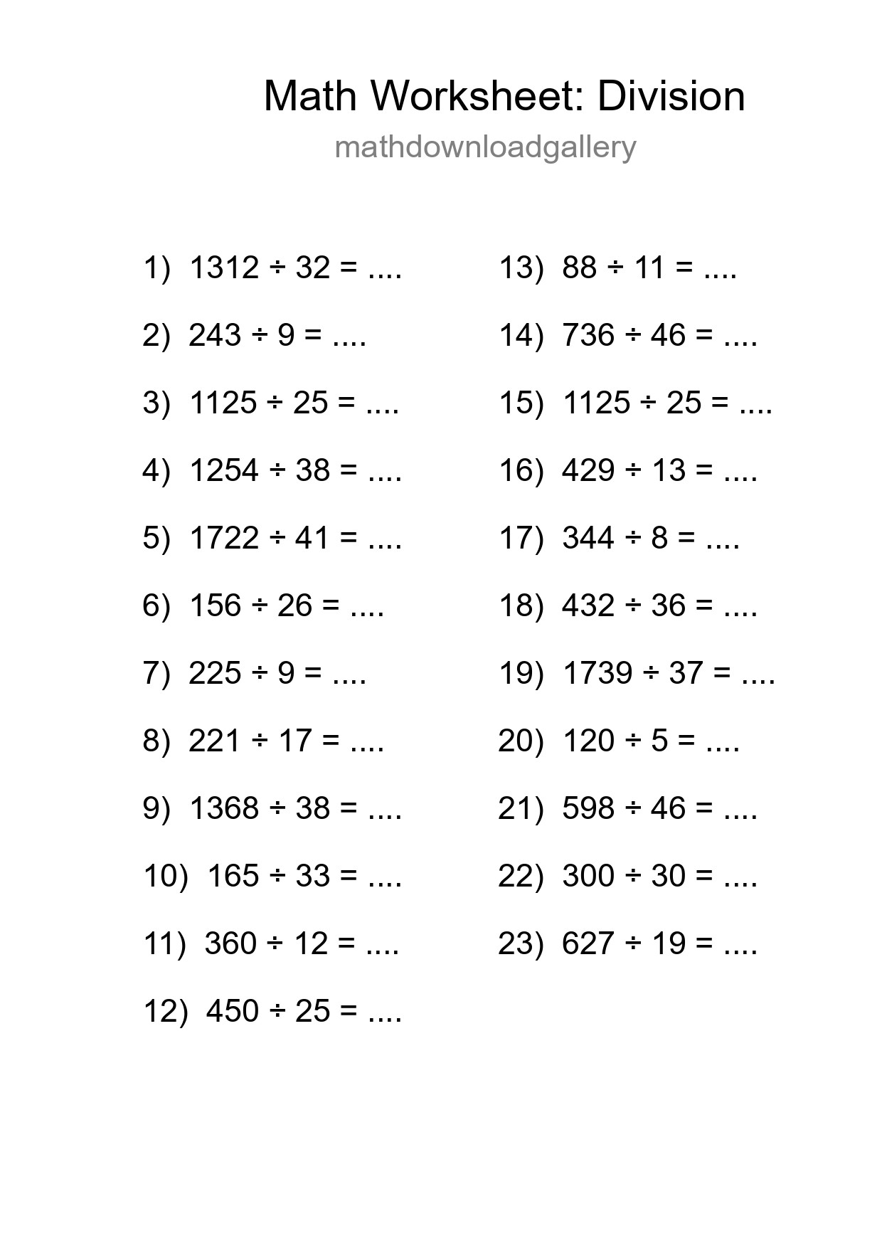 Printable Free 23 Division Math Worksheet For Grade 2 - Part 4